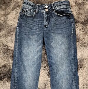 KanCan Blue Straight Leg Jeans with Vintage Fading and Classic Design